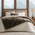 thumbnail image 2 of EVERGRACE Luxury Soft Faux Chinchilla Fur Throw Blanket for Couch, Warm Thick Heavy Winter Throw Blanket 1220GSM for Bed, Fluffy Cozy Mink Blanket with Reversible Velvet, Smoky Sable, 50''x60'', 2 of 8