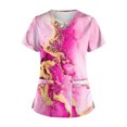 thumbnail image 1 of Fiudx Ropa de Mujer Blusa de Manga Corta con Estampado de Moda para Mujer, Camiseta con Cuello En V, Tops Informales con Bolsillos, 1 of 3