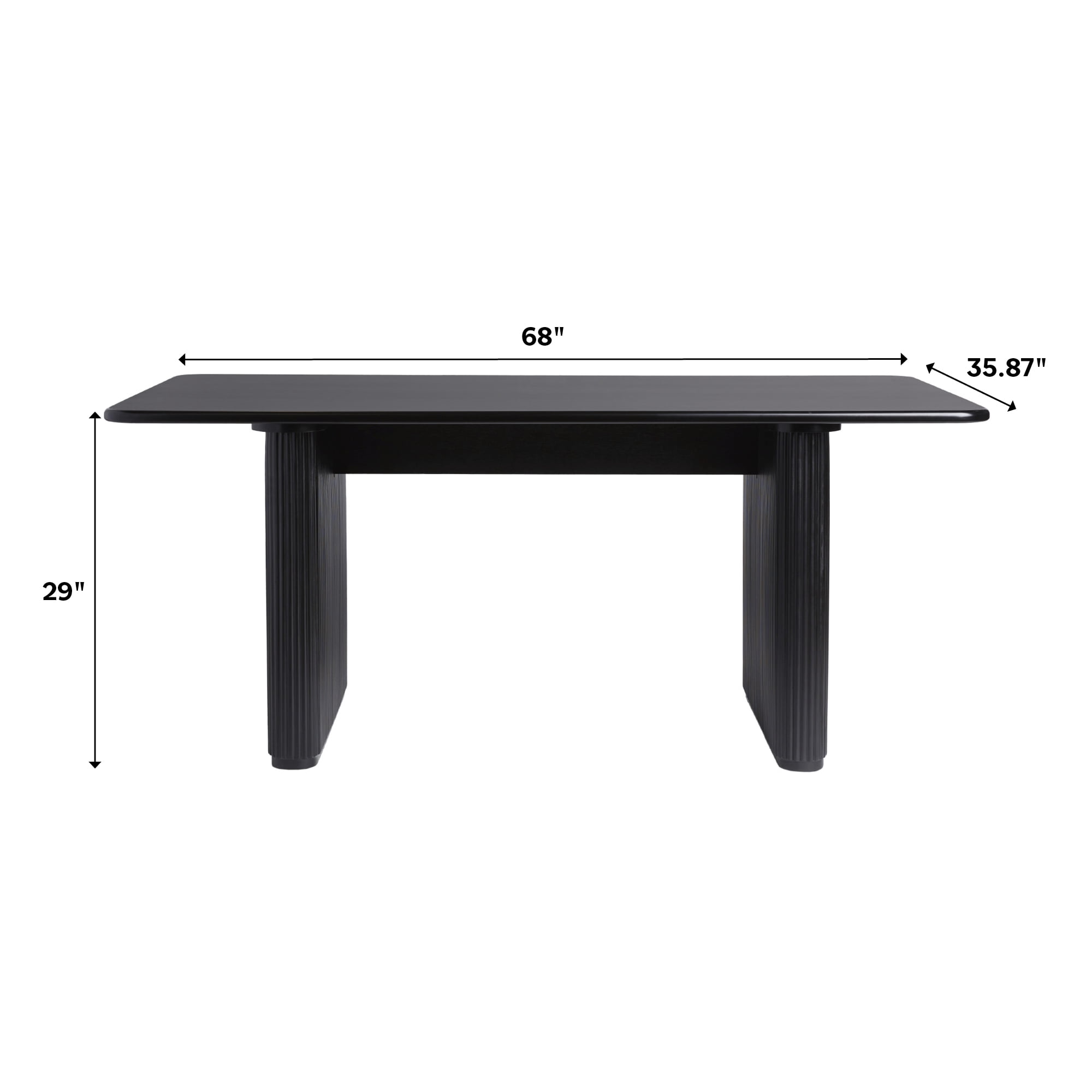 Walker Edison 68" Modern Birch Dining Table with Reeded Base, Black