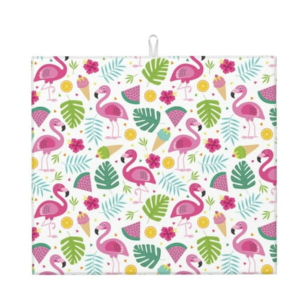 

Goofa Dish Drying Mat Super Absorbent Drying Mat Large Dish Drying Mats for Kitchen Counter Easy Clean Dish Mat Kitchen Drying Mat 16 x 18 ( Cute Flamingo )