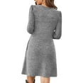 thumbnail image 6 of Ashirexll Womens Long Sleeve Dresses, Winter Dresses for Women, Fashion Casual Solid Round Neck Fold Comfortable Loose, 6 of 7