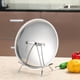 thumbnail image 4 of Soporte práctico para tablas de cortar de acero inoxidable, diseño compacto y elegante, ideal para mantener la cocina organizada. Compatible con tablas de madera pesadas, color plateado, dimensiones, 4 of 7