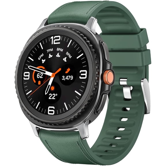 MYKOMI Leather with Silicone Strap Compatible with Samsung Galaxy Watch 8 Classic 46mm Bands, No Gap Leather Strap Replacement Wear-resistant breathable for Galaxy Watch 8 40mm 44mm Women Men