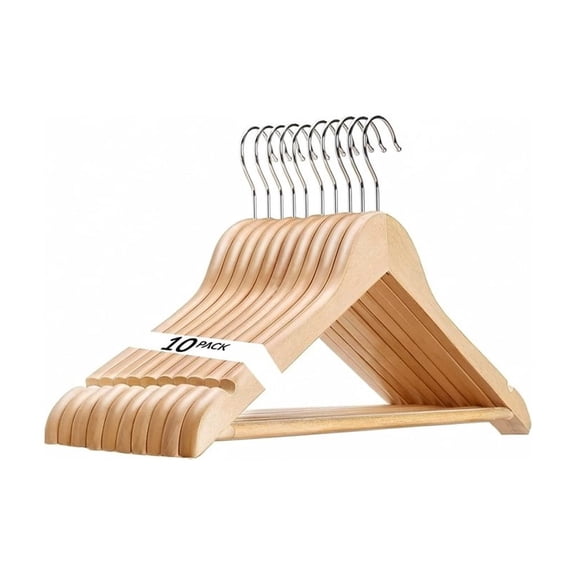USTECH wood look Hangers, Set of 10 – Durable & Sustainable Closet Solution for Suits & Strappy Dresses, Rustic & Elegant Design