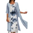 thumbnail image 2 of USSUMA Summer Dresses for Women 2022 Floral Print Two-Piece Set Chiffon Cardigan Long Maxi Womens Dresses Sleeveless Sundresses for Women Round Neck Wedding Guest Dresses for Women, 2 of 8