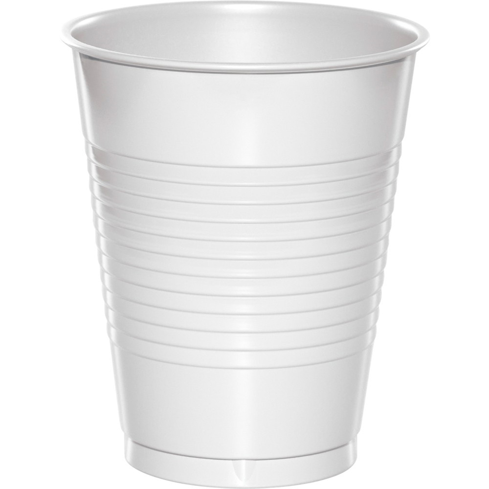 16 oz Solid Plastic Cups Bulk White,Pack of 50 EA