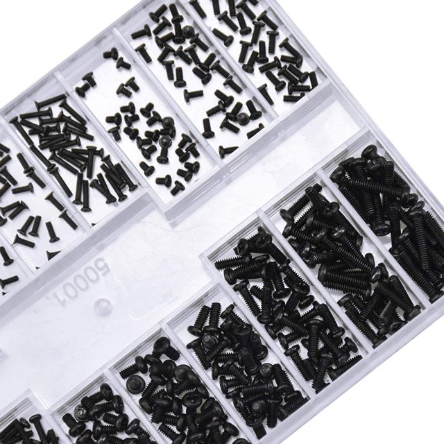 500 piezas de tornillos de cabeza redonda para gafas Kit de tornillos universales para computadora portátil M1.2 M1.4 M2 Negro Ormromra YQ-0425
