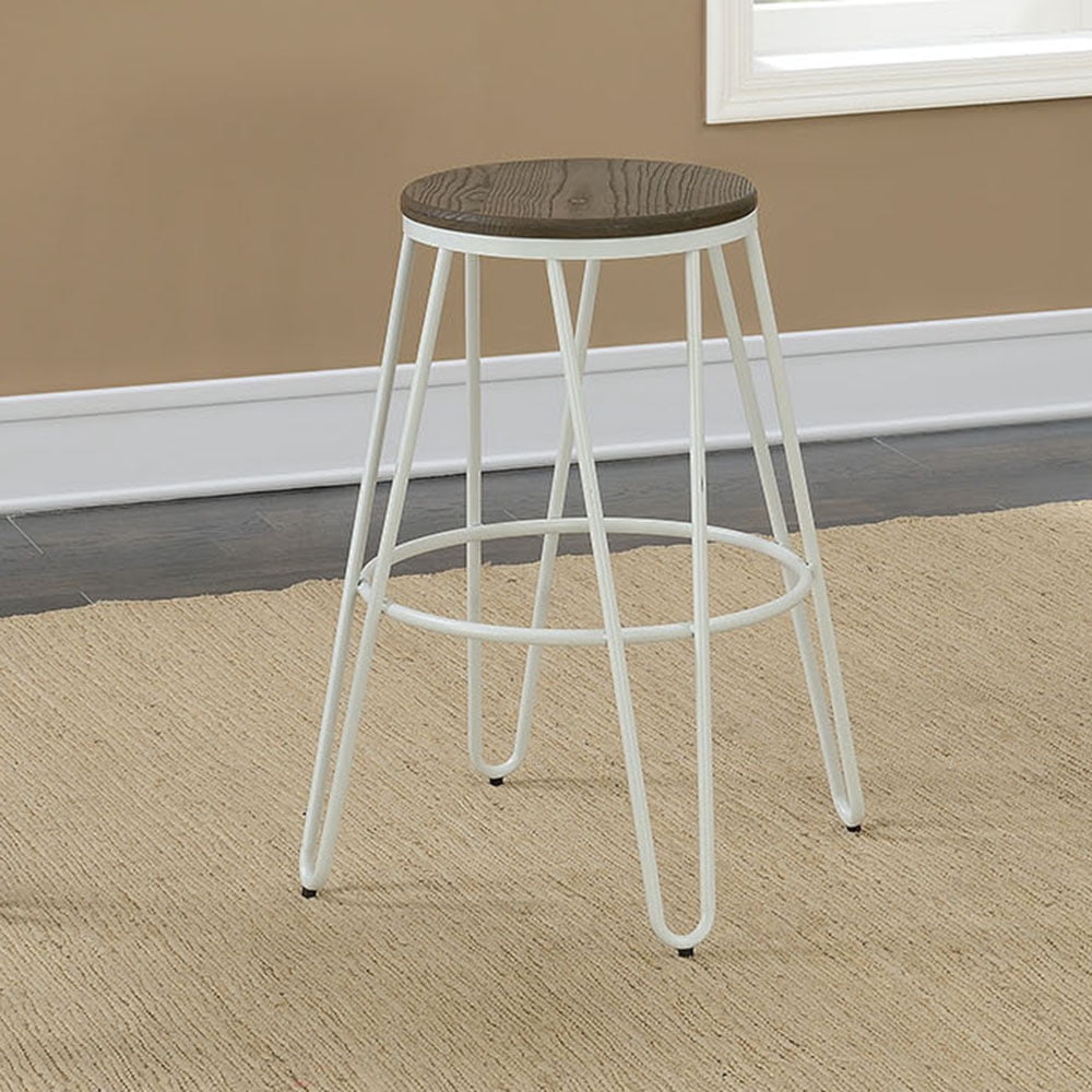 Furniture of America Tailor Industrial 26" Metal Bar Stools - Set of 2, White Metal Finish