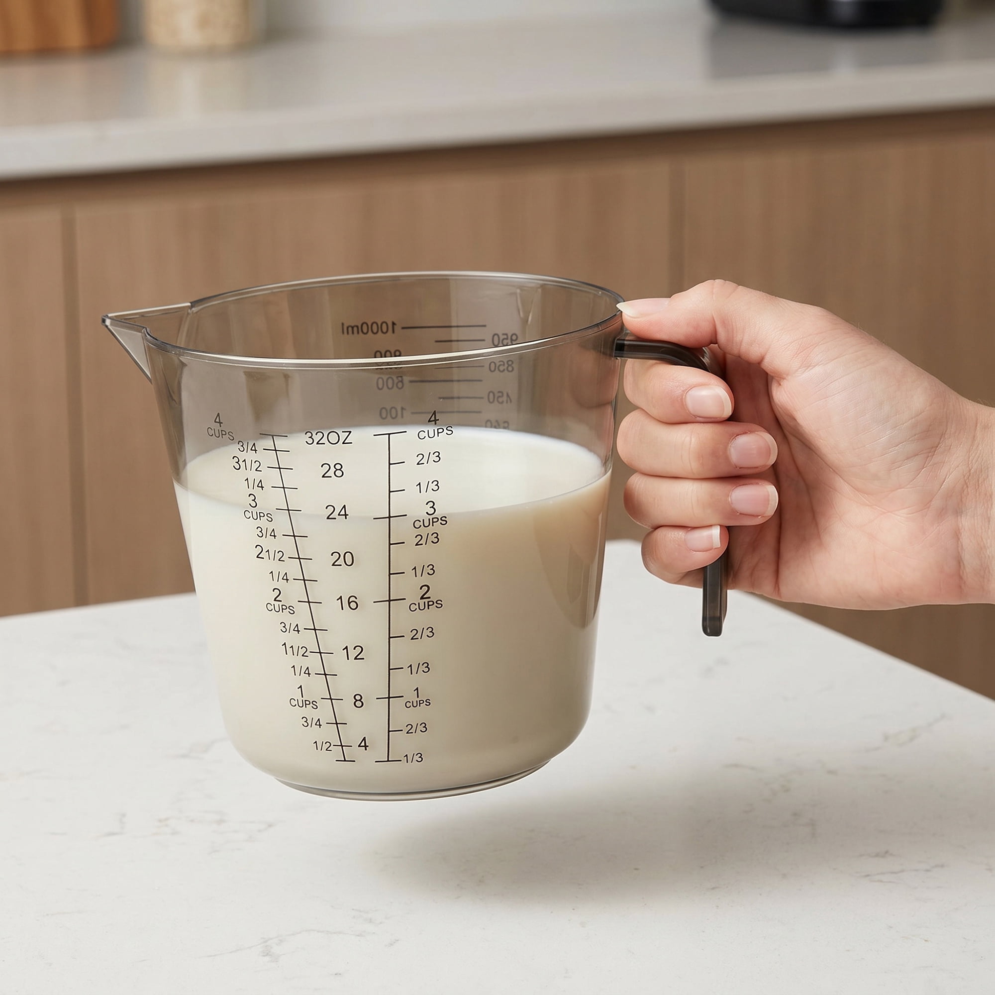 Unique Bargains PS Material Measuring Cup for Measuring Oil Water Milk Gray 1000ml