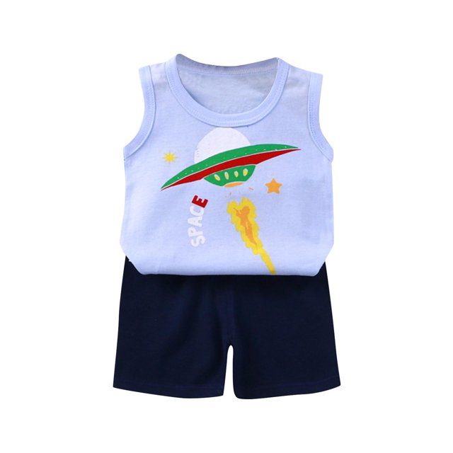 Ensembles d'Été pour Enfants, Ensembles de Vêtements pour Garçons, Haut Sans Manches à Col Rond pour Enfants, Shorts à Taille Élastique, Ensemble Décontracté Deux Pièces