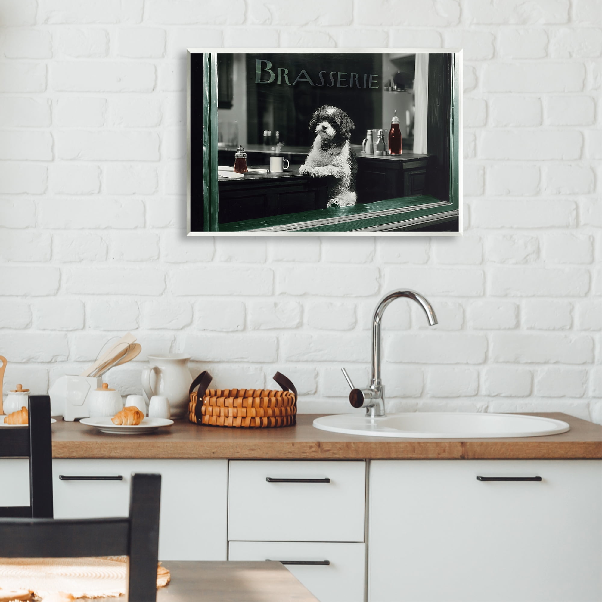 Stupell Industries Brasserie Vintage Dog in Window Wall Plaque Art, design by Annabelle Hall