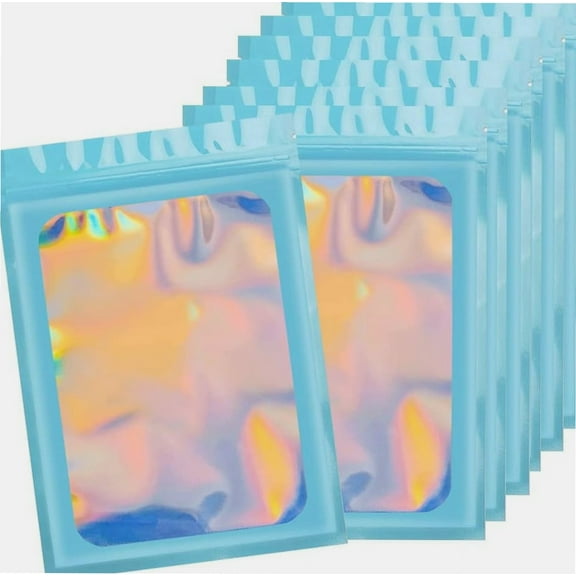 12x20cm 25 Grip Foil Ziplock Bags, Blue Small Clear Plastic Bags, Resealable Storage Pouches, Poly Zip Lock Bags, Perfect for Kitchen Storage, Jewellery, Diamond Painting, Small Cookies and Sweets