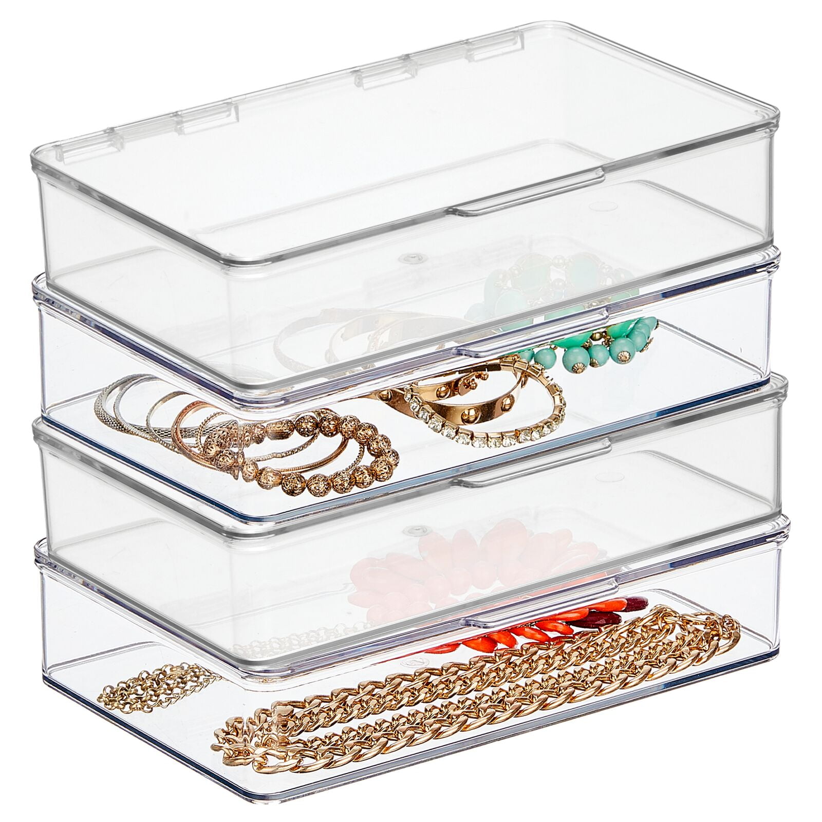 mDesign Plastic Closet Storage Organizer Box Containers with Hinged Lid