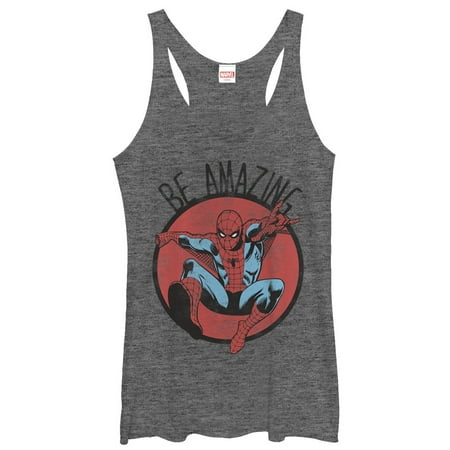 Man Front Tank - Marvel Women's Spider-Man Be Amazing Racerback Tank Top