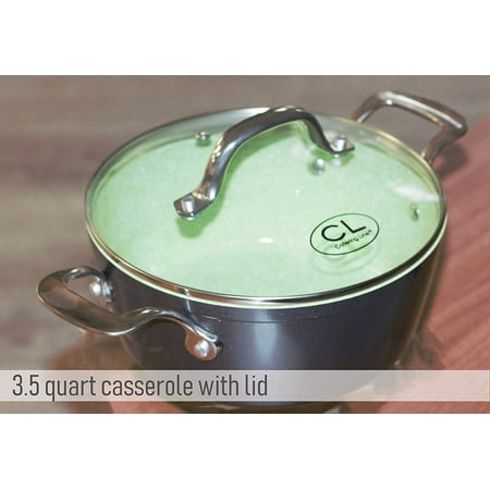 Catering Line - Catering Line Natura 3.5 Quart Ceramic Casserole | 100% Nontoxic, Natural Nonstick Ceramic Coating, Oven and Dishwasher Safe, For Gas, Electric, and Induction Stovetop