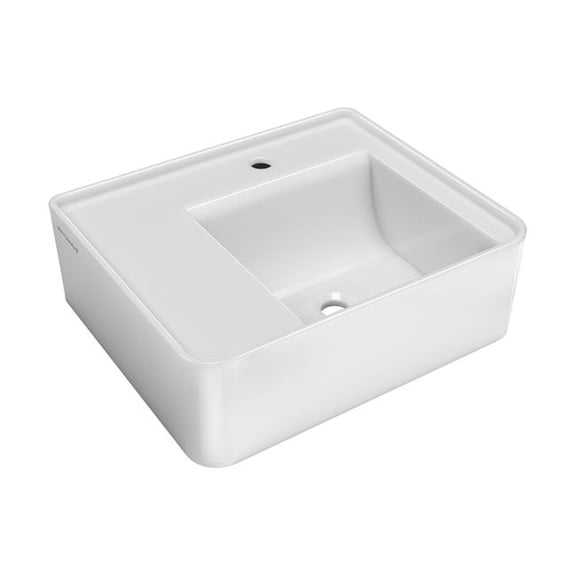 Whitehaus 22" Rectangular Wall Mount Basin with Single Faucet Drilling and Rear Center Drain Location