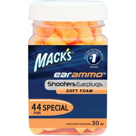 Mack's Noise Reduction Soft Foam Earplugs for Trap Shooting, Orange, 44 Pair