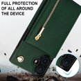 thumbnail image 2 of Dteck for iPhone 16 Plus Case, Shockproof Magnetic Protective Zipper Pocket Purse Handbag Shoulder Strap Stylish Protective Cover, Green, 2 of 8
