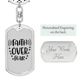 thumbnail image 2 of Faith Over Fear Stars Stainless Steel or 18k Gold Premium Swivel Dog Tag Keychain, 2 of 8