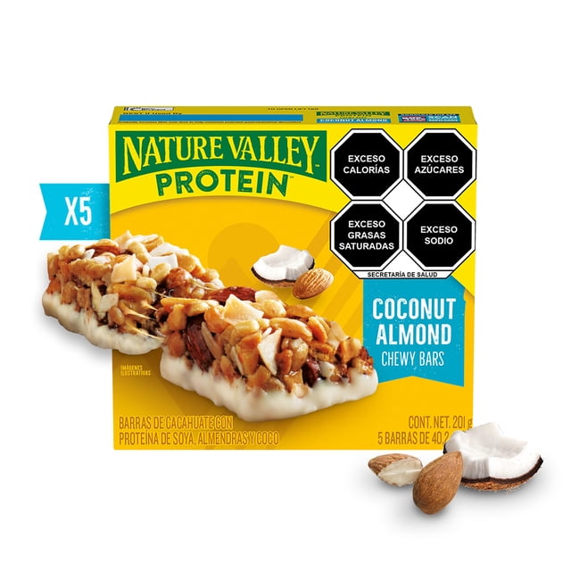 Barras Nature Valley Protein de cacahuate con almendra, proteína de soya y coco 201 g