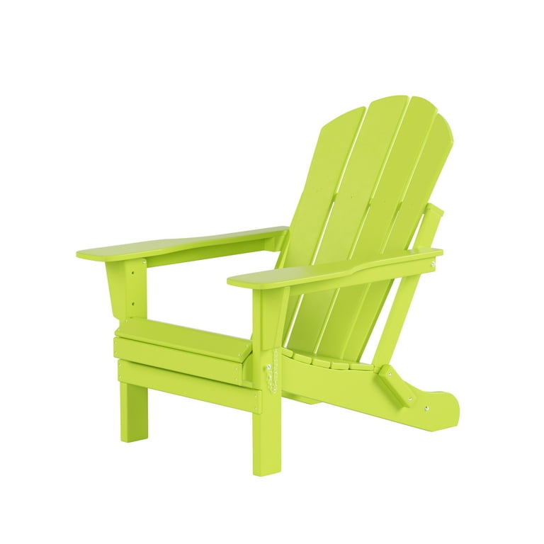 Westintrends Outdoor Folding HDPE Adirondack Chair Patio Seat Weather Resistant Lime