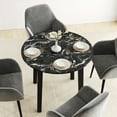 thumbnail image 4 of Gymax 35''  Kitchen Table Round Dining Table w/ Marble-textured Veneer Tabletop Black, 4 of 10