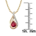 thumbnail image 3 of 10k Yellow Gold Genuine Pear-shape Ruby and Diamond Halo Drop Pendant Necklace, 3 of 5