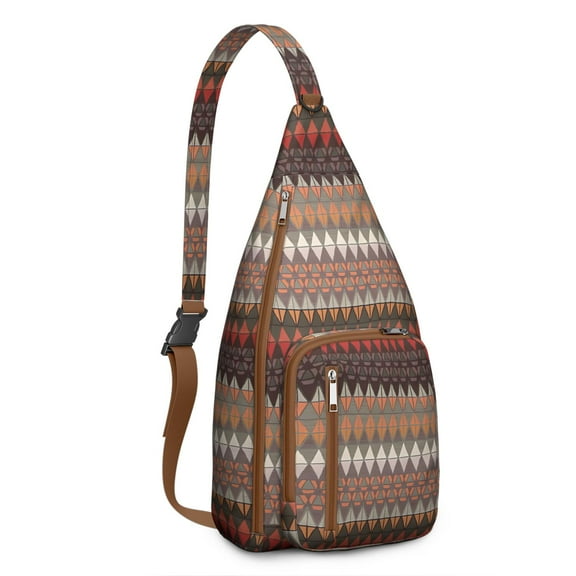 Vintage Boho Sling Backpack – Retro Tribal Ethnic Crossbody Bag, Artistic Geometric Hiking Shoulder Bag for Women & Men, Rustic Floral Travel Daypack