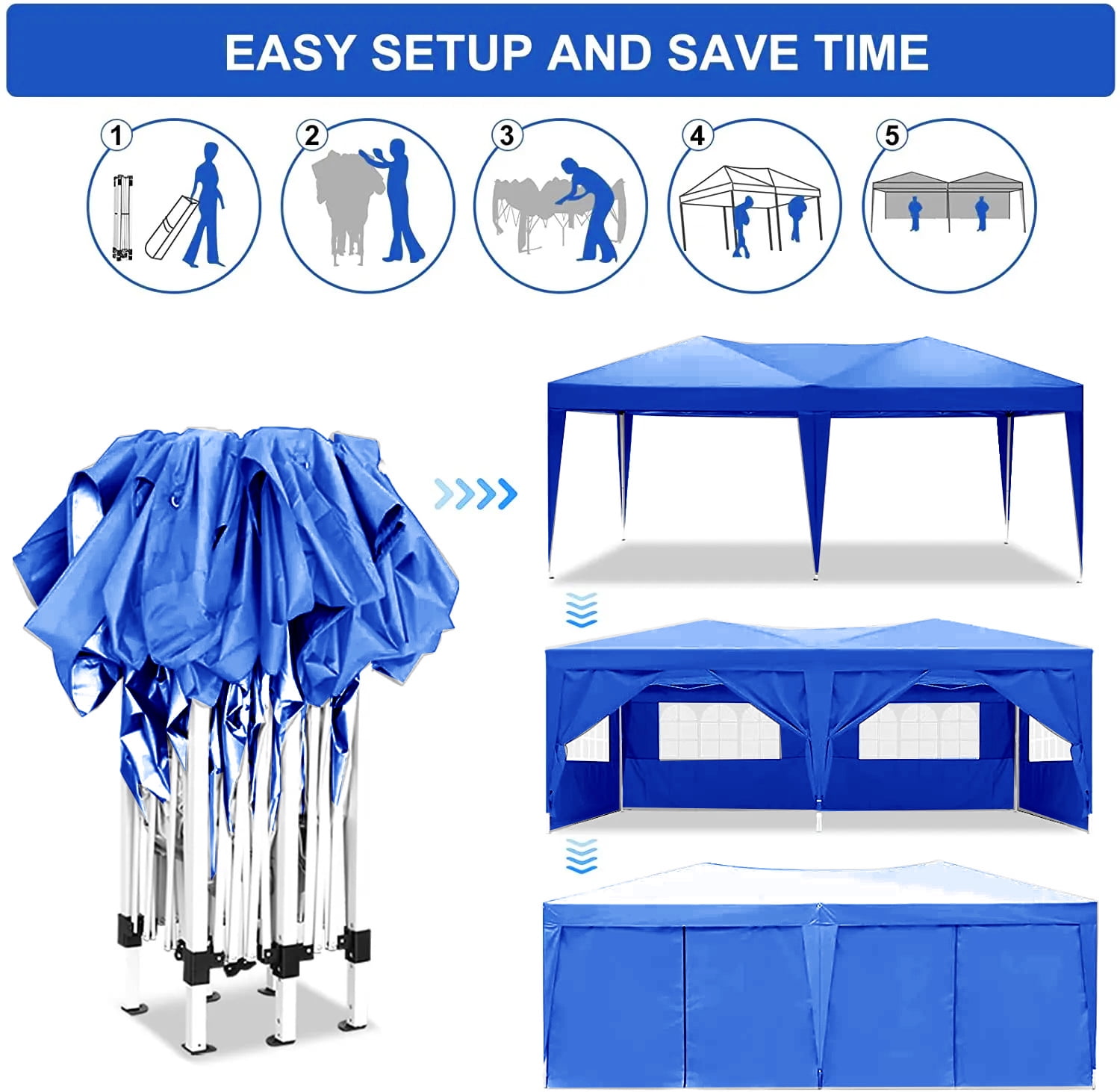 Aimee Lii 118"x235" Pop Up Tent, Backyard Canopy Gazebo with Sidewalls, Outdoor Patio Awnings for Party Camping BBQ Events, Blue Aimee Lii 118"x235" Pop Up Tent, Backyard Canopy Gazebo with Sidewalls, Outdoor Patio Awnings for Party Camping BBQ Events, Blue