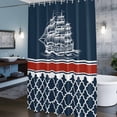 thumbnail image 3 of Nautical Sail Shower Curtains for Bathroom, Nautical Boat Red Stripe Plaid Navy Blue Washable Fabric Shower Curtain with Hooks Waterproof Bathroom Decor Sets, 72 x 72 Inches, 3 of 9