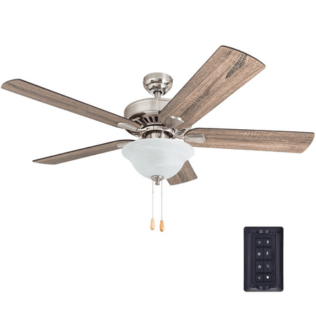 

Prominence Home 50765-35 Elk Mountain Farmhouse 52-Inch Brushed Nickel Indoor Ceiling Fan LED Bowl Light with Barnwood/Tumbleweed Blades and 3 speed remote