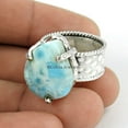 thumbnail image 2 of Natural Larimar Women's Ring, Solid 925 Sterling Silver Ring, Natural Healing Gemstone Ring, Exclusive Ring, Solitaire Ring, Proposal Ring, Dainty Ring, Birthday Gift For Women (Larimar, 6), 2 of 3