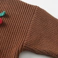 thumbnail image 6 of AHTJRT Sweater for Girls Boys Cable Knit Crewneck Pullover Tops Fall Winter Fashion Warm Long Sleeve Tops Wtih Cherry Embroidery Coffee 5-6 Years, 6 of 7