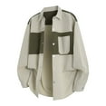 thumbnail image 1 of LIaqionyy Men's Shirts Jacket Button down Long Sleeve Color Block Shirt Collared Tops Shacket Jackets with Pockets, 1 of 6