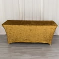 thumbnail image 2 of Efavormart 6ft Gold Crushed Velvet Stretch Fitted Rectangular Table Cover, 2 of 5