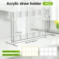 thumbnail image 2 of Ikoopy Transparent Acrylic Straw Holder With Adhesive Sticker Compact Compartmental Tumbler Straw Organizer for Kitchen Counter Cabinet, 2 of 10