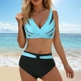 thumbnail image 3 of Women's High Waisted Bikini Sets Sporty Two Piece Swimsuits Color Block Cheeky High Cut Bathing Suits High Waisted Swim Suits For Women 2025 Mint Green XL, 3 of 9