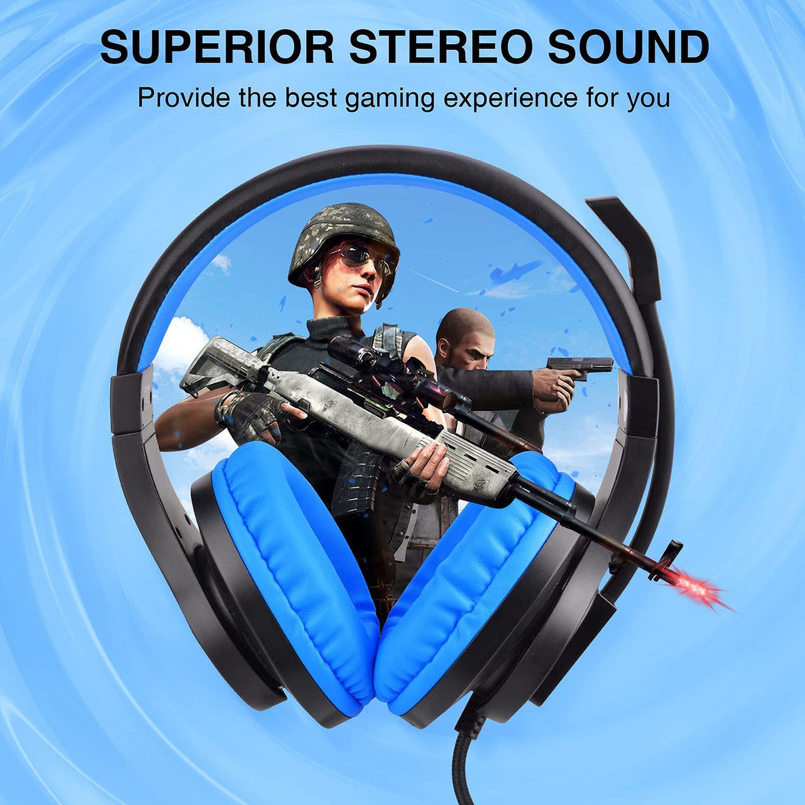 BlueFire Kids Gaming Headset with Microphone, Blue photo 3