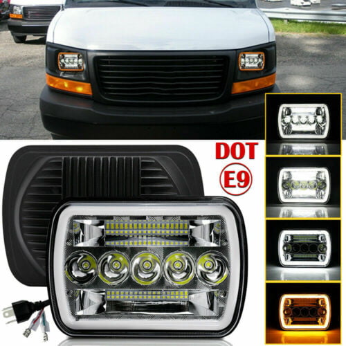 Pair 7x6" LED Headlights Hi/Lo For Chevy Express Cargo Van 1500 2500 3500 Trucks