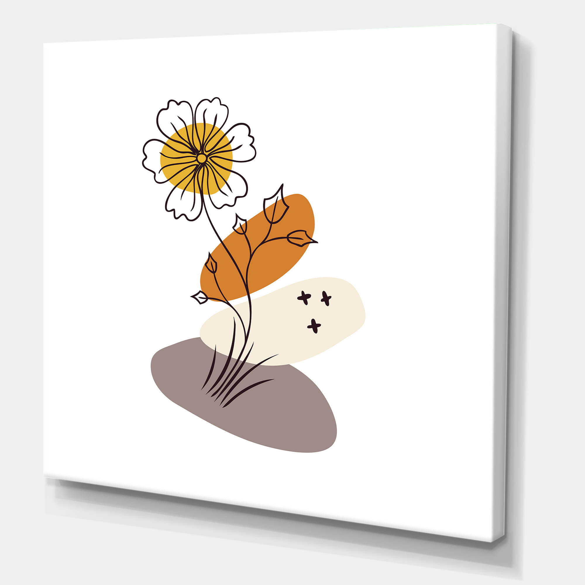 Abstract Minimal Shapes Under Flowers I 30 in x 30 in Painting Canvas Art Print, by Designart