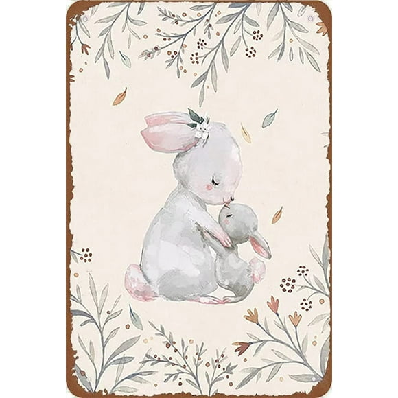 Size: 8" x 12" Small Animal Creative Pewter of The t Easter Cute Bunny Pewter Wall Decor Metal Signage Home Bar Garage Pewter