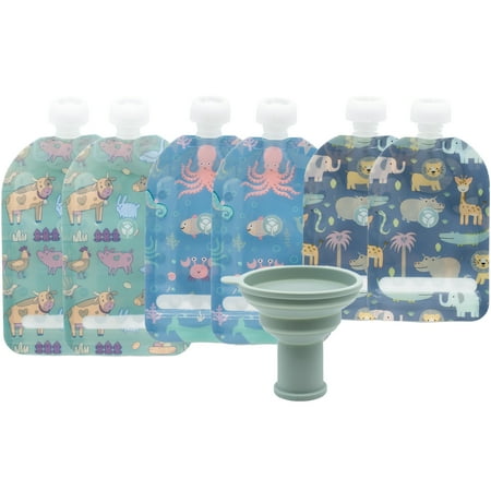 WeeSprout Double Zipper Reusable Food Pouches, Perfect for Babies & Toddlers, Variety + Pouch Filler