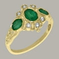 thumbnail image 3 of LBG British Made 14k Yellow Gold Natural Emerald & Cubic Zirconia Womens Anniversary Ring - 33 size options - Size 4.75, 3 of 5