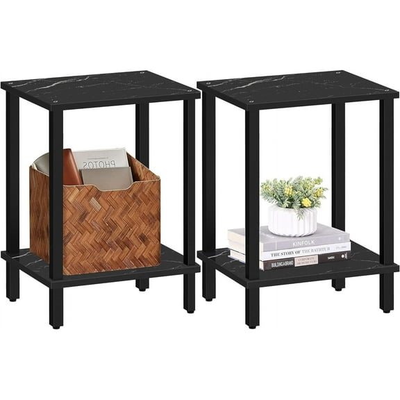 End Table, Set of 2, Side Table, Nightstand, 2-Tier Storage Shelf, Sofa Table for Small Space, Living Room, Bed Room