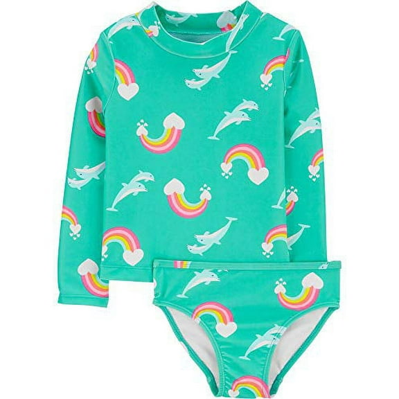 Carter's Girls' 2-Piece Rashguard (18 Months, Rainbow)