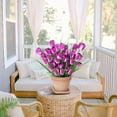 thumbnail image 6 of 6 Bundles Tulips Artificial Flowers Faux Tulip Flowers Realistic Silk Tulips Bouquets Arrangements Fake Flowers for Outside Wedding Garden Window Decor Purple 5 Heads/Bundle, 6 of 7