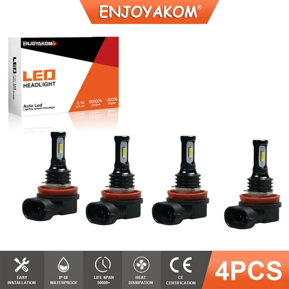 4pcs For Chevrolet Silverado 2500 HD 2011-2019 H11 High Beam/Low Beam LED Headlight Bulbs 6000K Cool White