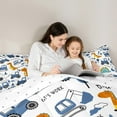 thumbnail image 4 of Castle Fairy Dino Excavator 7 Pieces Bedding Comforter Set for Child,Cartoon Car Full Bedding Set Lightweight,Construction Vehicles Fitted Sheet Flat Sheet,Lightweight Room Decor, 4 of 8