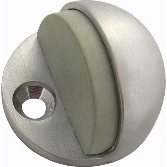 ProSource 4639761 Low Rise Door Stop, 1-5/64 in H x 1-3/4 in W, Brass, Satin Chrome, Floor Mount