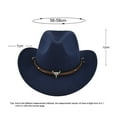 thumbnail image 2 of Women Men Felt Wide Brim Western Cowboy Hats Belt Buckle Panama Hat, 2 of 6